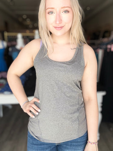 Heather Black Racerback Active Tank