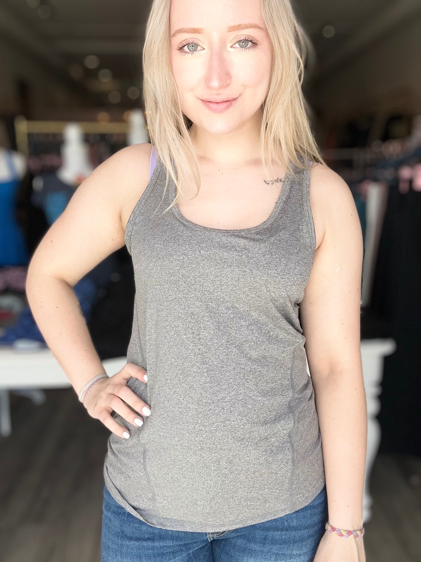 Heather Black Racerback Active Tank