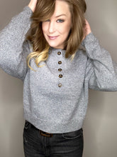 Load image into Gallery viewer, Grey Button Front Sweater