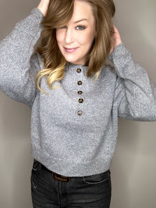 Grey Button Front Sweater