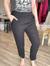 Load image into Gallery viewer, Black Linen Smocked Pant
