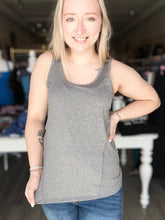Load image into Gallery viewer, Heather Black Racerback Active Tank