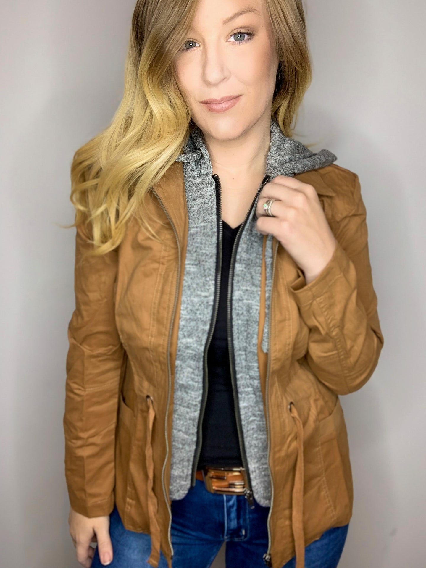 Tan Hooded Lightweight Jacket